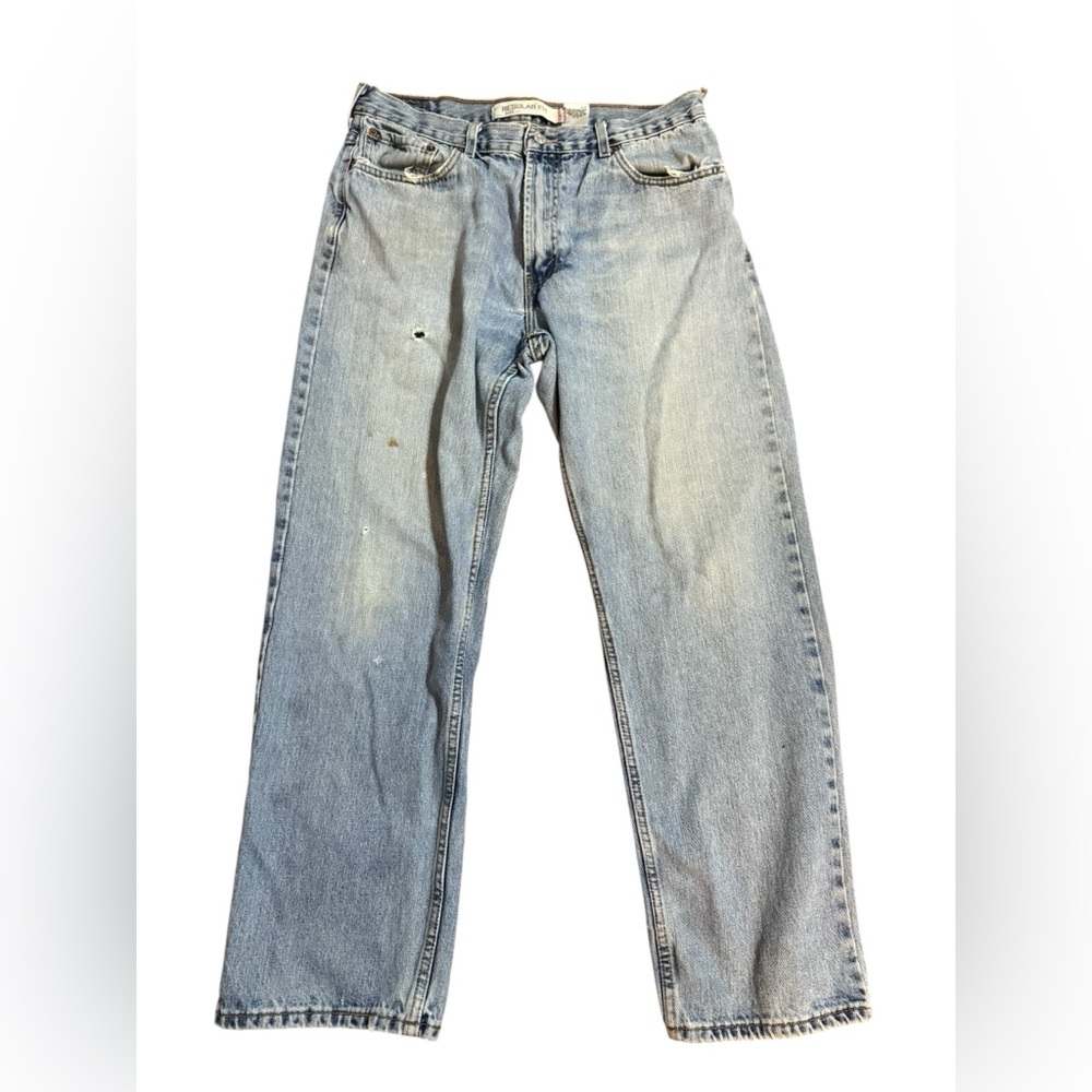Levi’s Men’s 505 Relaxed Fit Jeans Light Wash Distressed Worn-In Sz 36x30